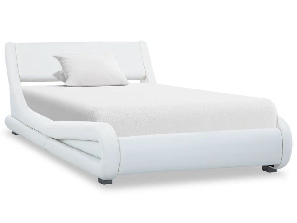 Lit design similicuir blanc Vagus 90x200 cm - Photo n°1