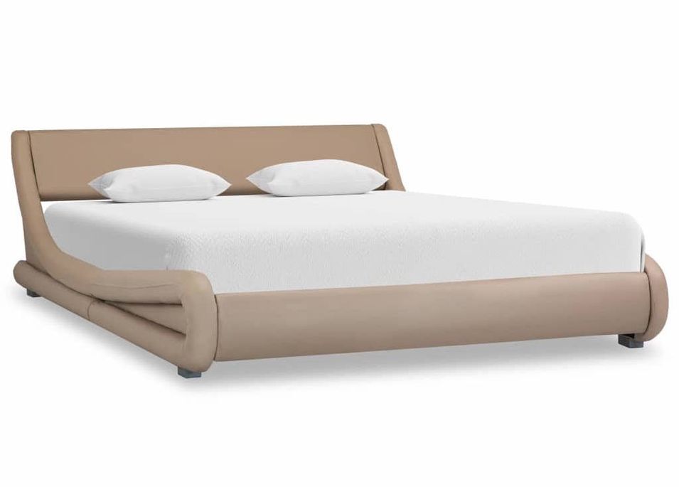 Lit design similicuir marron clair Vagus 160x200 cm - Photo n°1