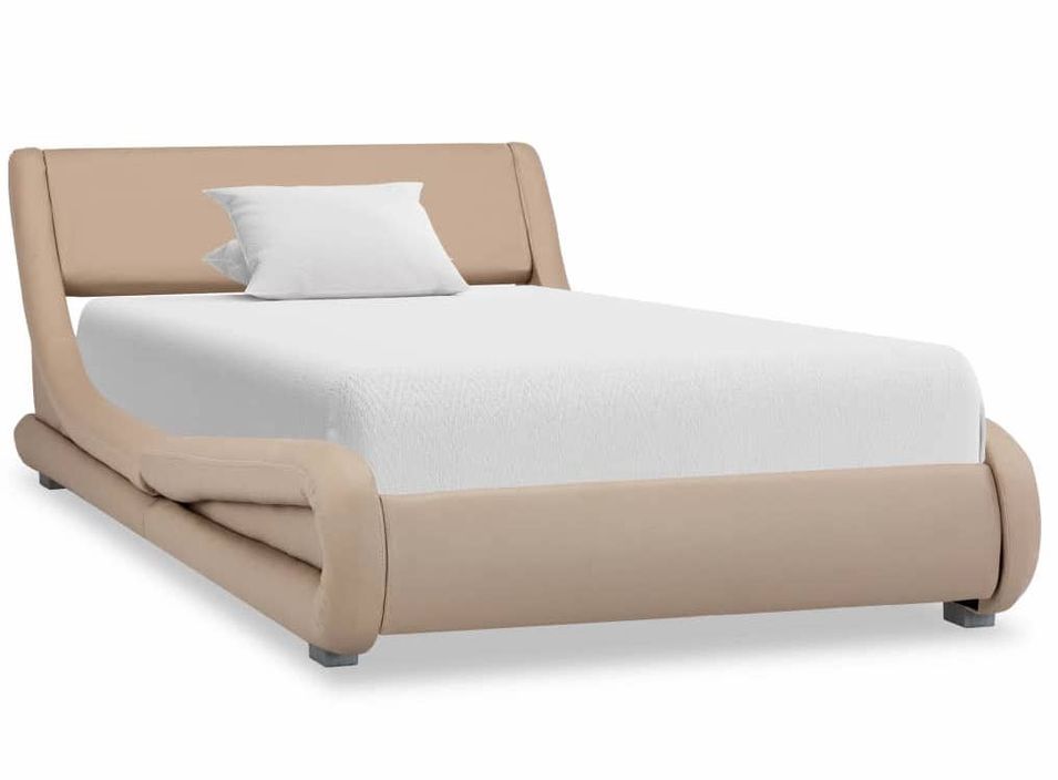 Lit design similicuir marron clair Vagus 90x200 cm - Photo n°1