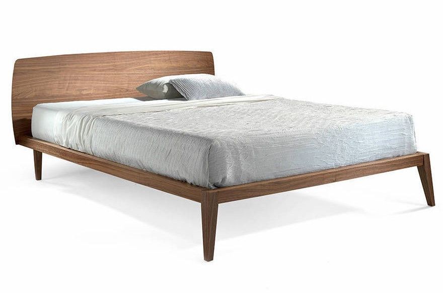 Lit double 150x200 cm bois noyer Ronika - Photo n°1