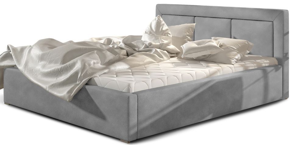 Lit double avec sommier Berlino - Velours rembourré - Photo n°1