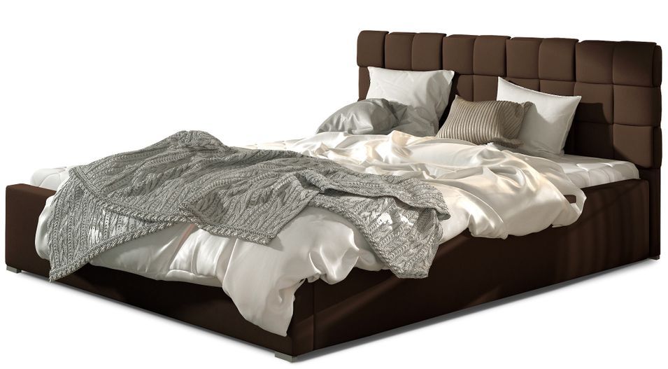 Lit double avec sommier Kanda – Simili cuir capitonné - Photo n°1