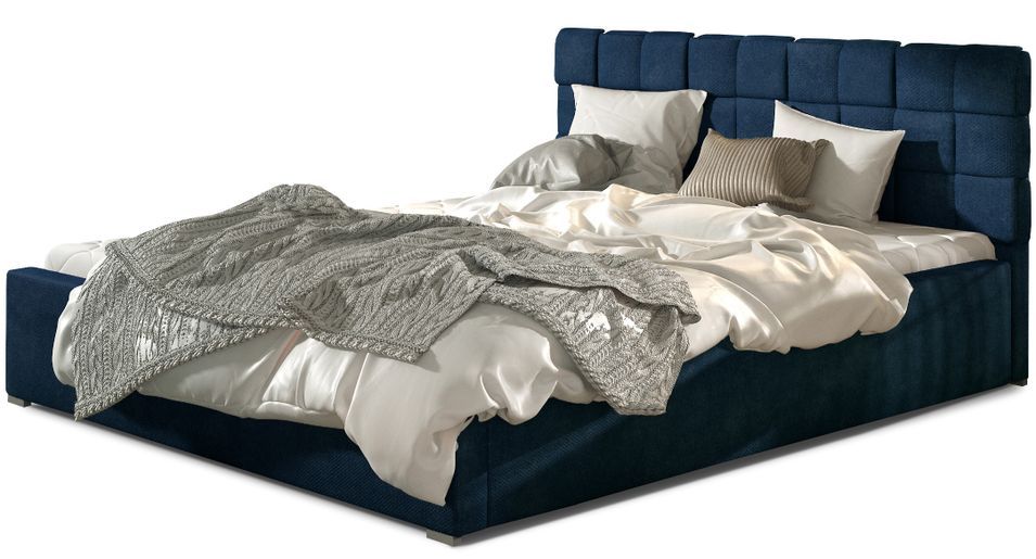 Lit double avec sommier Kanda – Velours capitonné - Photo n°1
