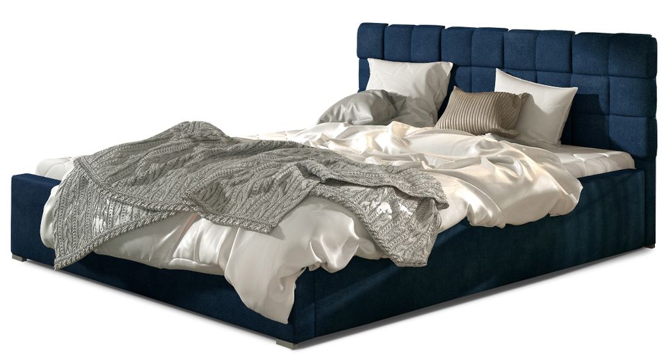 Lit double avec sommier Kanda – Velours capitonné - Photo n°1