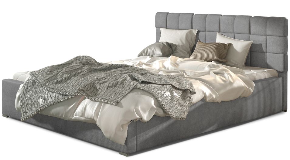 Lit double avec sommier Kanda – Velours capitonné - Photo n°1