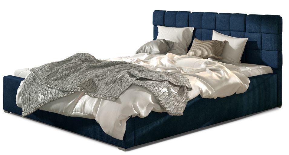 Lit double avec sommier Kanda – Velours capitonné - Photo n°1