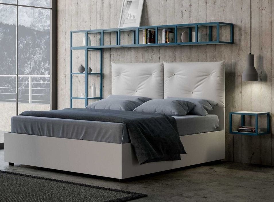 Lit double bois blanc avec conteneur Apango 160x190 cm - Photo n°1