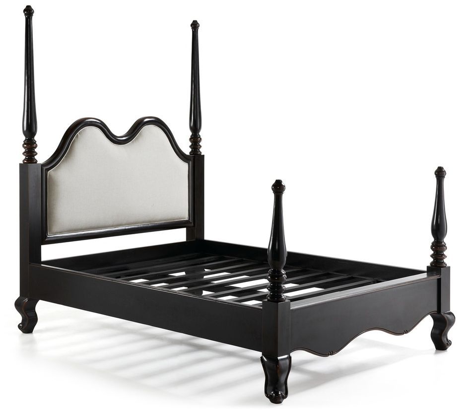 Lit double en bois d'acajou noir Klacik 160 cm - Photo n°1