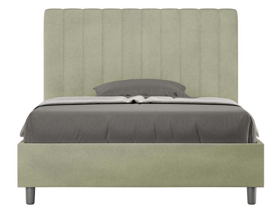 Lit double matelassé aux lignes verticales microfibre Nora - Photo n°1
