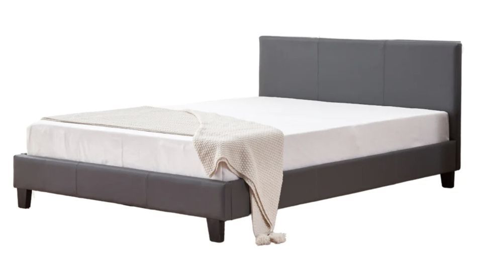 Lit double simili cuir Diag - Photo n°1