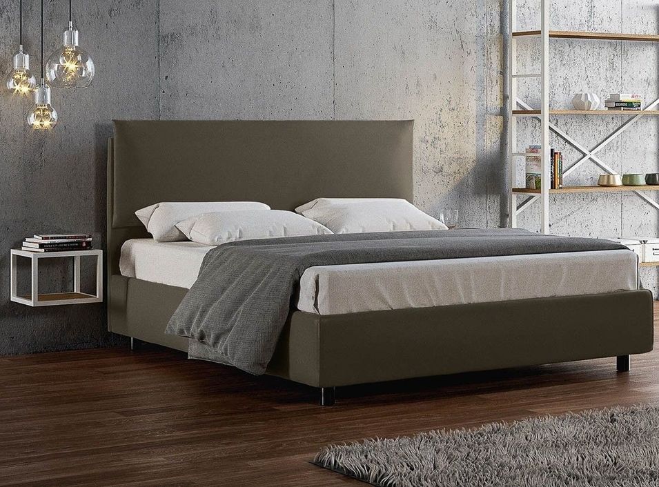 Lit double similicuir gris Andy 160x190 cm - Photo n°1