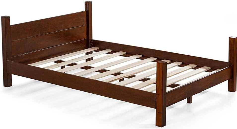 Lit en bois massif foncé vernis mat Balina - 7 tailles - Photo n°1