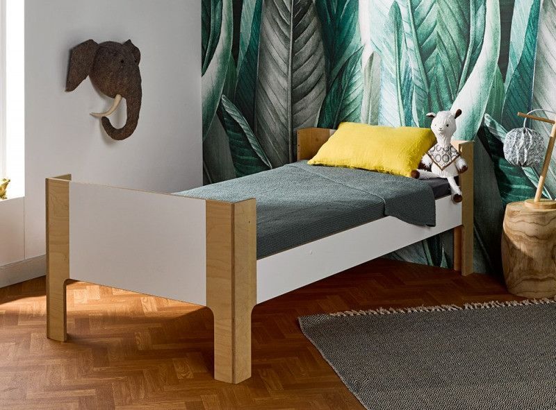 Lit enfant 90x190 cm bois blanc et bouleau clair Natura - Photo n°1