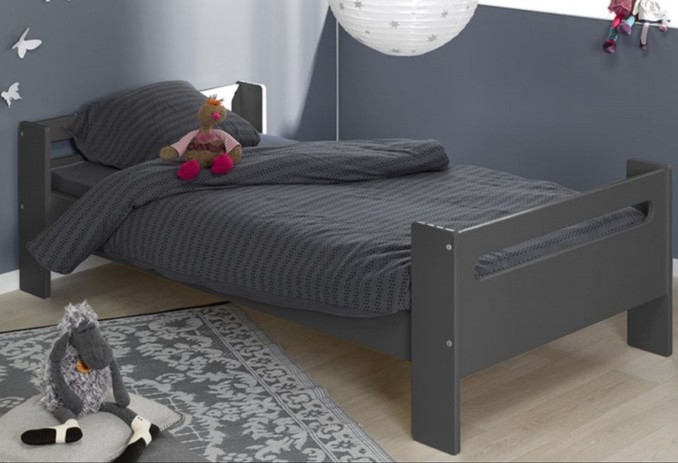 Lit enfant 90x190 cm bois gris foncé London - Photo n°1