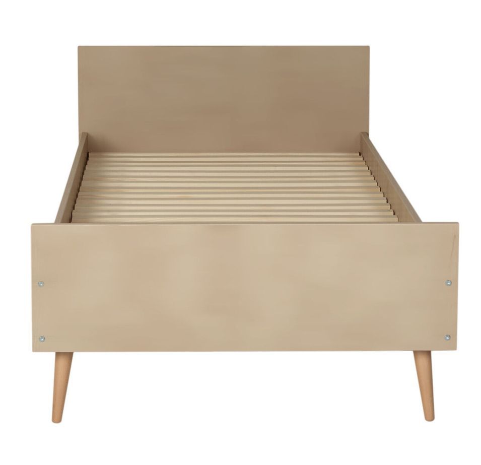 Lit enfant 90x200 cm bois laqué taupe et hêtre clair Cosy - Photo n°1