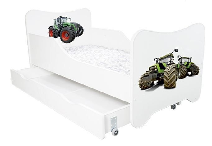 Lit enfant à tiroir et matelas tracteur 80x160 - Photo n°1