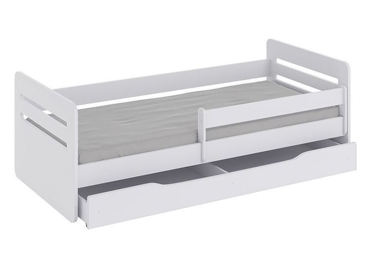 Lit enfant avec barrière de sécurité amovible blanc Moly - Photo n°1