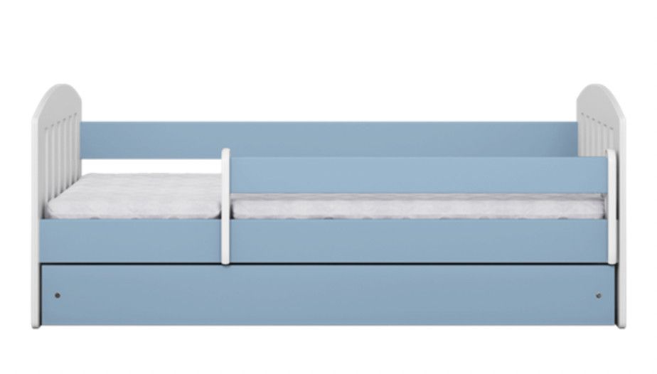 Lit enfant avec barrière de sécurité amovible bleu Klaky - Photo n°1