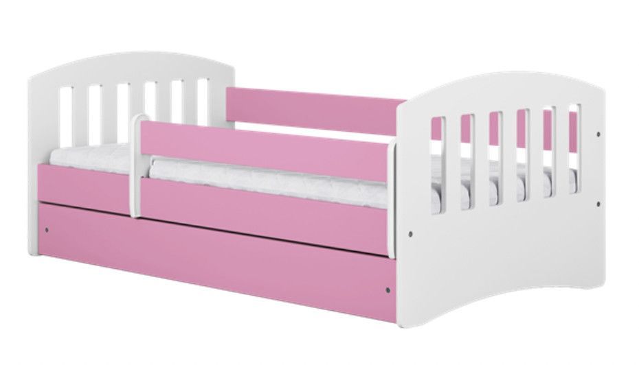 Lit enfant avec barrière de sécurité amovible rose Klaky - Photo n°1