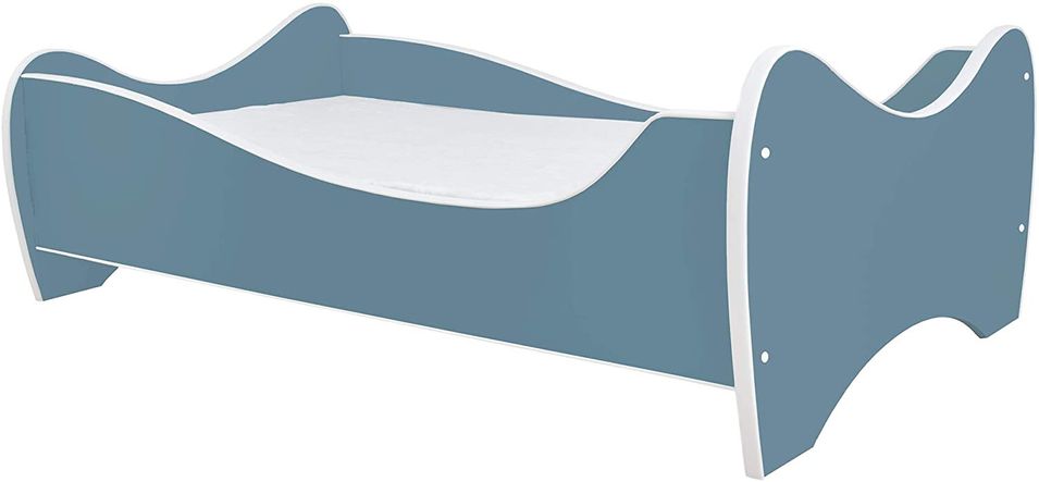 Lit enfant avec matelas uni turquoise pastel 70x140 cm - Photo n°1