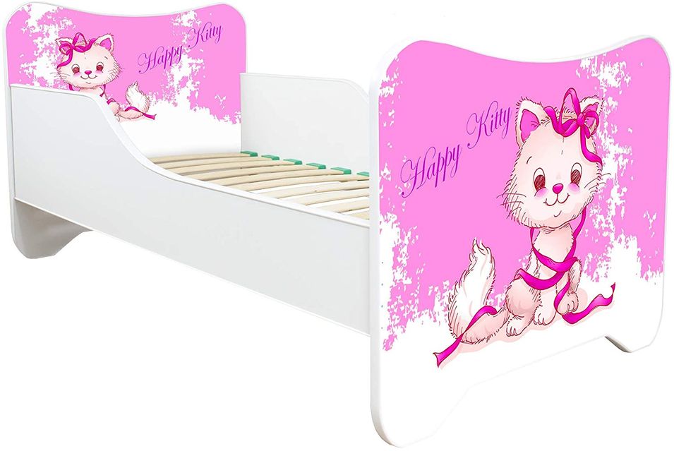 Lit enfant avec sommier et matelas Happy Kitty 70x140 cm - Photo n°1