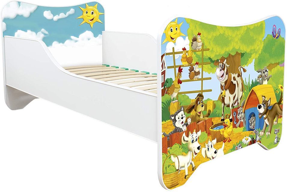 Lit enfant avec sommier et matelas La ferme 70x140 cm - Photo n°1