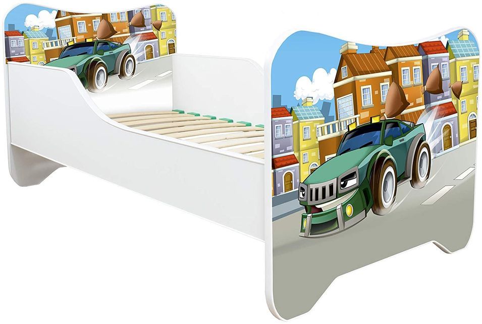 Lit enfant avec sommier et matelas Super car 70x140 cm - Photo n°1