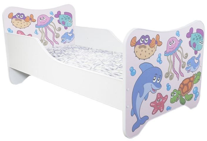 Lit enfant avec sommier et matelas un monde joyeux océan 80x160 - Photo n°1