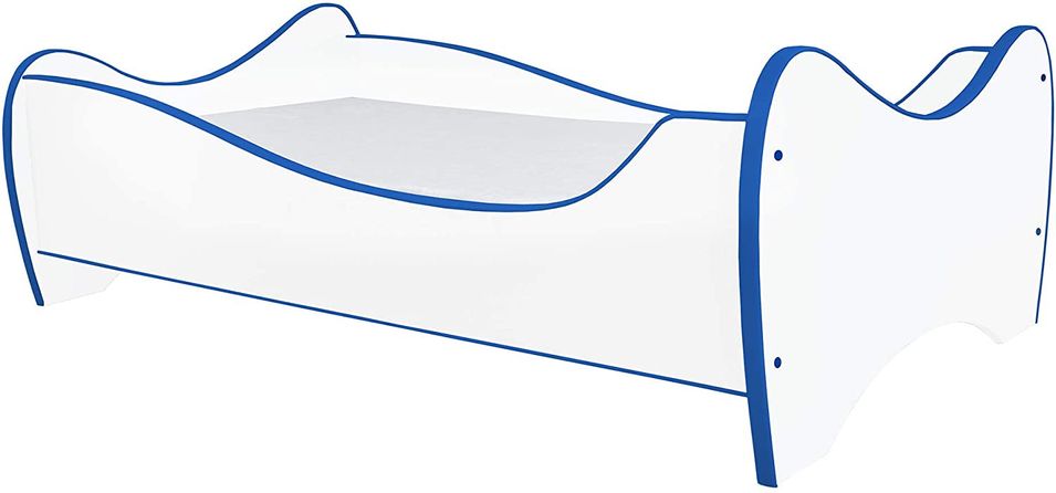 Lit enfant blanc et bleu 70x140 cm avec sommier et matelas Shoopy - Photo n°1