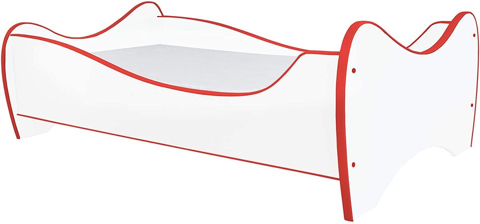 Lit enfant blanc et rouge 70x140 cm avec sommier et matelas Shoopy - Photo n°1