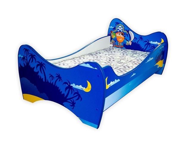 Lit enfant fantaisie pirate 80x160 cm - Sommier et matelas inclus - Photo n°1