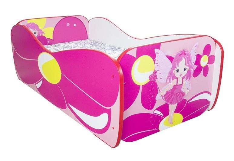 Lit enfant fleur mélaminé rose 80x160 cm - Photo n°1