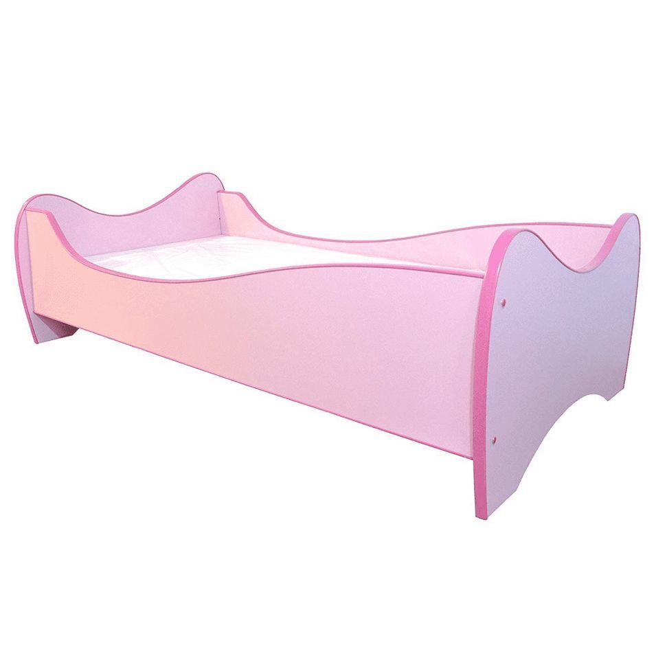 Lit enfant mélaminé rose 80x160 cm - Photo n°1