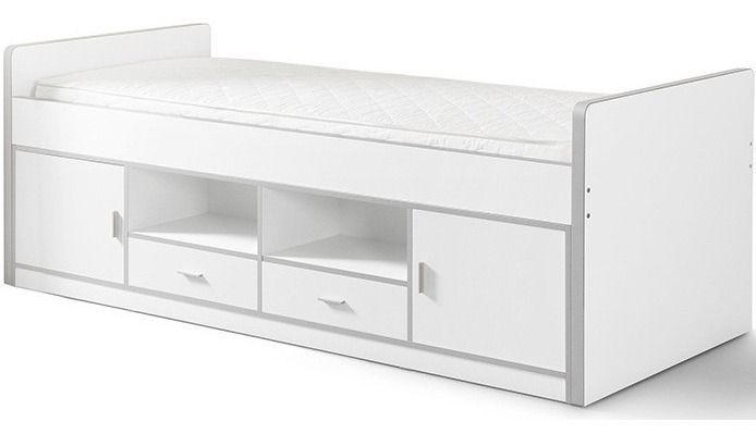 Lit enfant multi-rangement 90x200 cm bois blanc Bonny - Photo n°1
