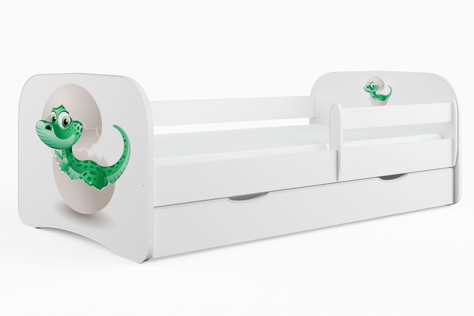 Lit enfant petit dinosaure avec sommiers et barrière de sécurité amovible Drimy - Photo n°1