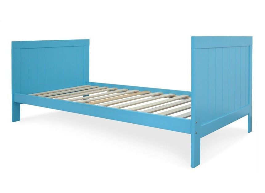 Lit enfant pin massif bleu Calèche 90x190 cm - Photo n°1