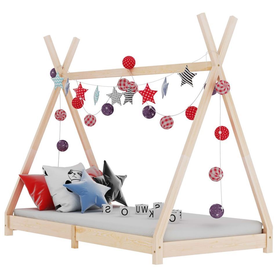 Lit enfant tente bois pin massif naturel Indiana 90x200 cm - Photo n°1
