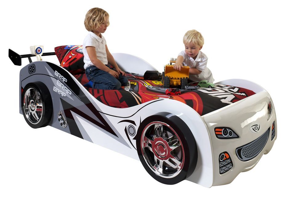 Lit enfant voiture de course 90x200 cm KARDY – Sommier inclus - Photo n°1