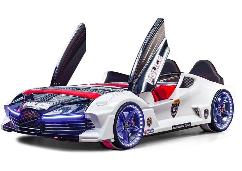 Lit enfant voiture de police blanche Speed 90x190 cm - Photo n°1