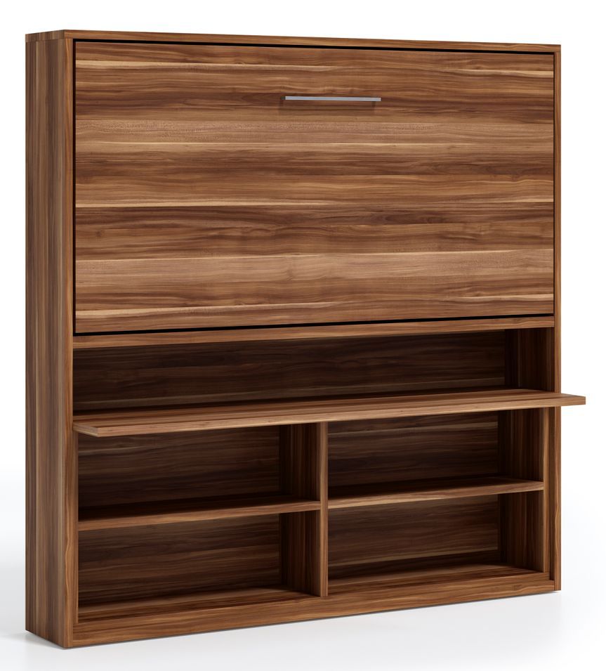 Lit escamotable horizontal 80x190 avec rangement et bureau Laura - Photo n°1