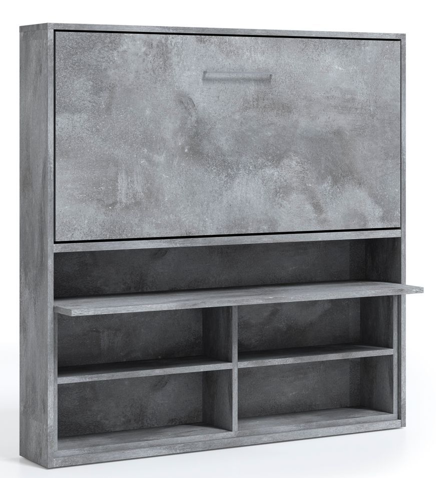 Lit escamotable horizontal 90x180 cm avec rangement et bureau Laura - Photo n°1
