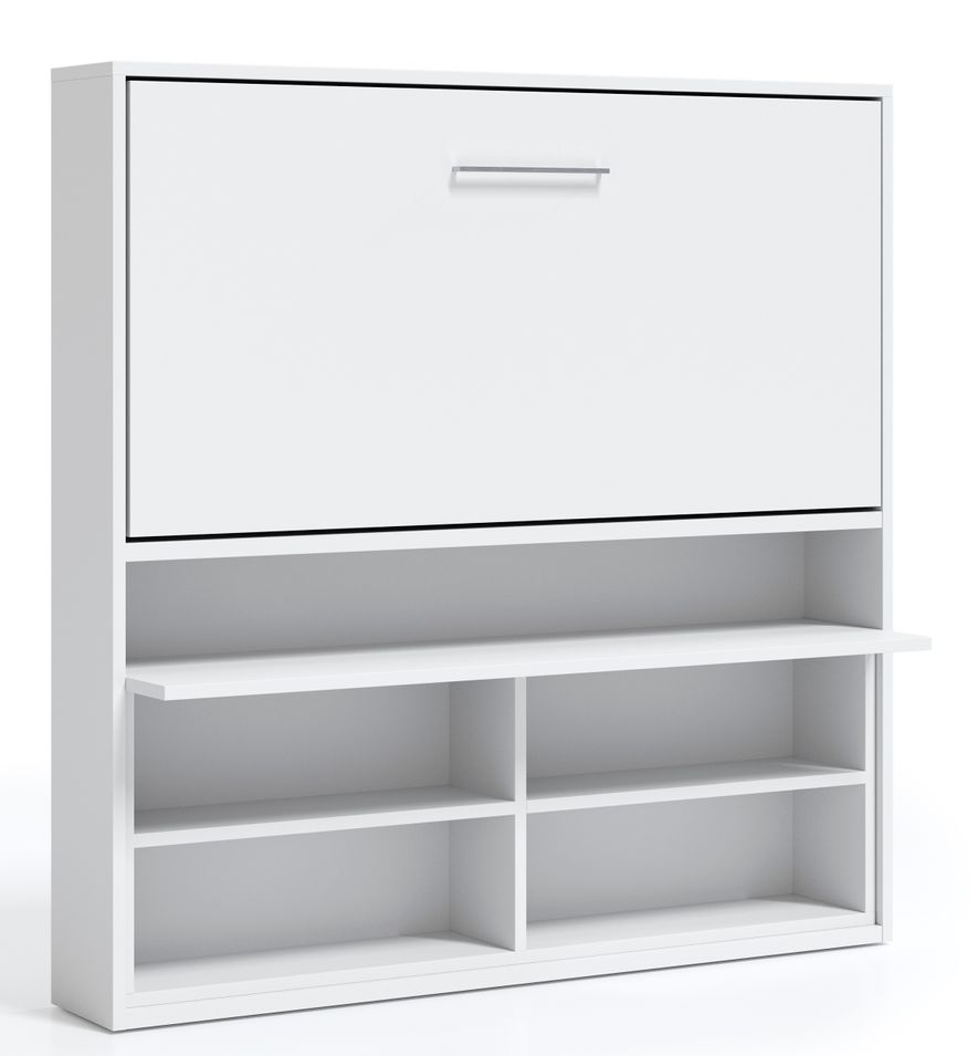 Lit escamotable horizontal 90x180 cm avec rangement et bureau Laura - Photo n°1