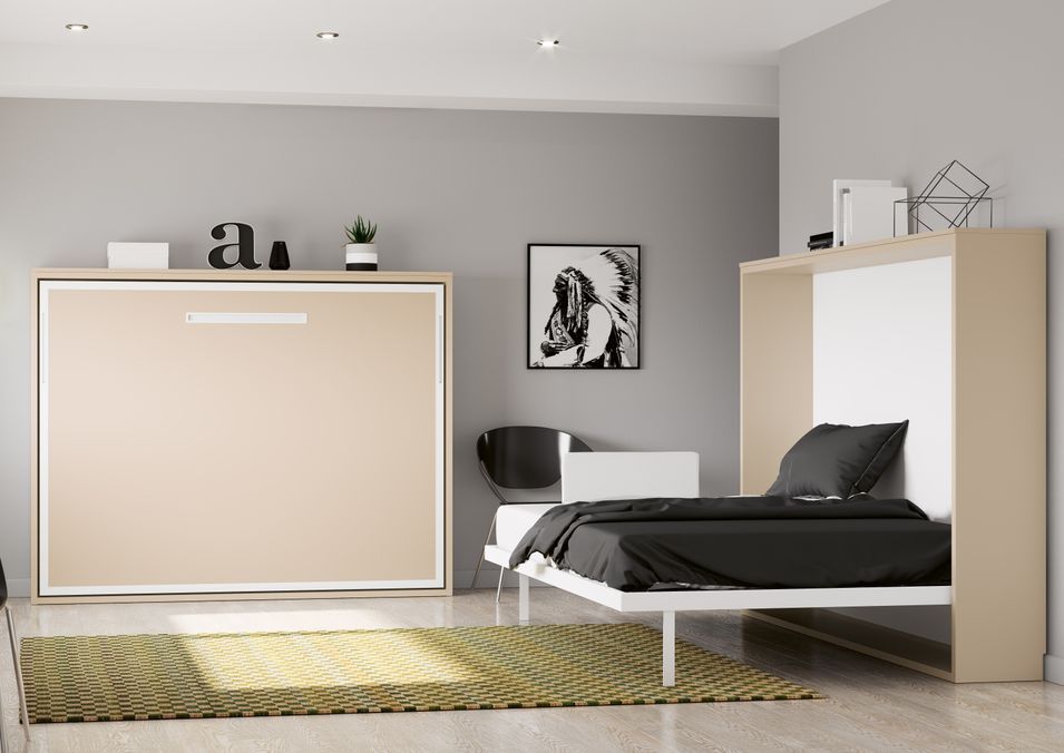 Lit escamotable horizontal 90x200 cm Paula cadre métallique - Haut de gamme - Photo n°1