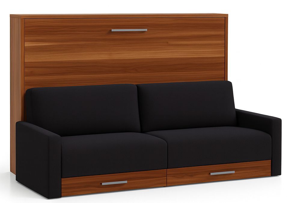 Lit escamotable horizontal avec canapé et rangement VETAL - Photo n°1