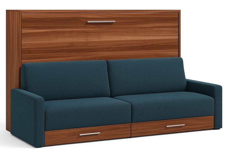 Lit escamotable horizontal avec canapé et rangement VETAL - Photo n°1