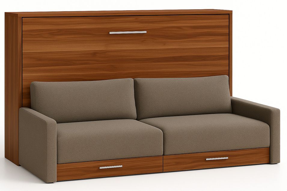 Lit escamotable horizontal avec canapé et rangement VETAL - Photo n°1