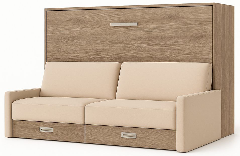 Lit escamotable horizontal avec canapé et rangement VETAL - Photo n°1