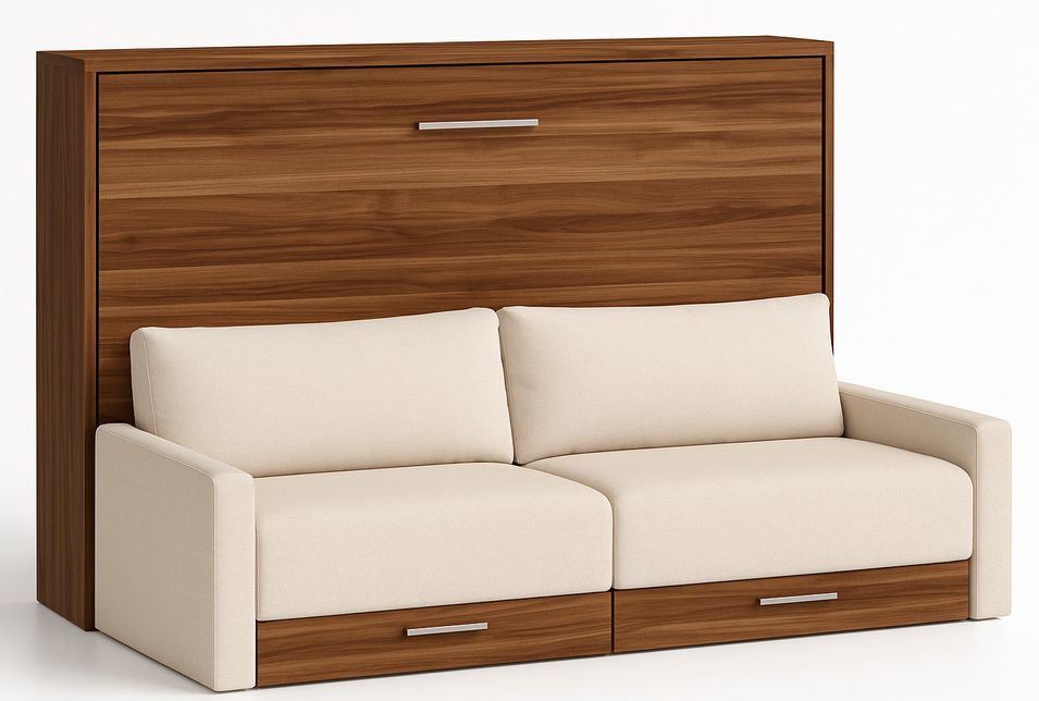 Lit escamotable horizontal avec canapé et rangement VETAL - Photo n°1