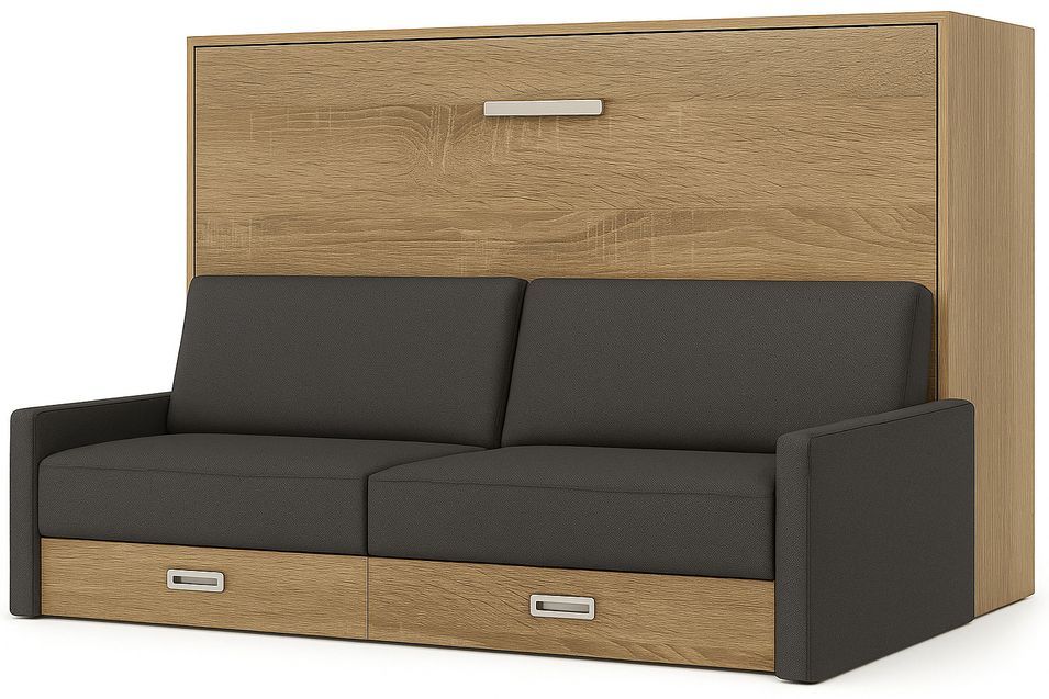 Lit escamotable horizontal avec canapé et rangement VETAL - Photo n°1