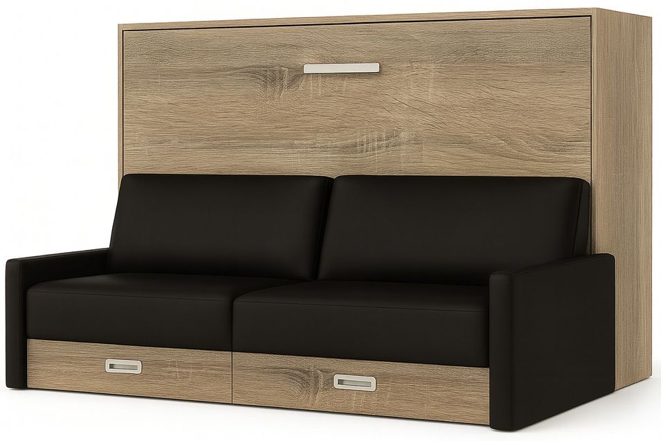 Lit escamotable horizontal avec canapé et rangement VETAL - Photo n°1